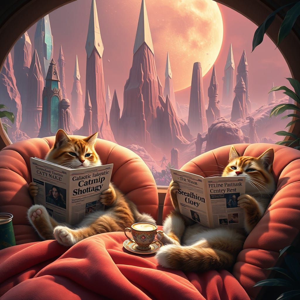 Felines in Futuristic Luxury
