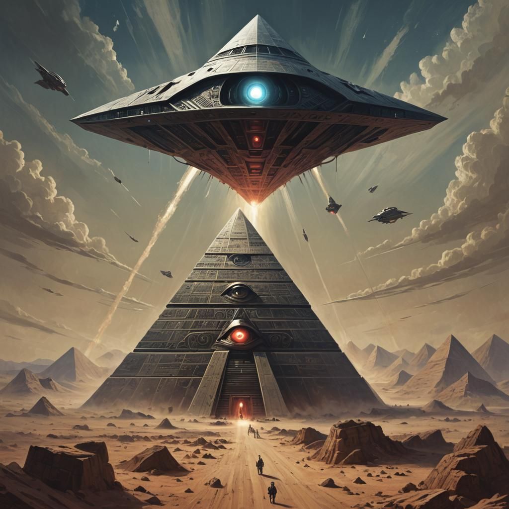 Sinister All-Seeing Eye Pyramid Spaceship
