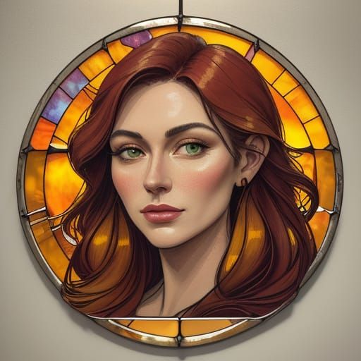 Gouache Portrait with Wireframe and Stained Glass Effects