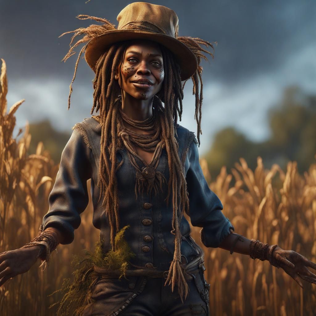 Fantasy Art: African American Scarecrow with Dreads