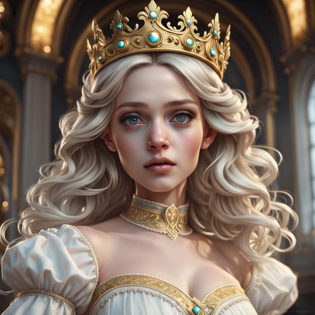 Porcelain Doll Portrait in Hyperdetailed Art Nouveau Style