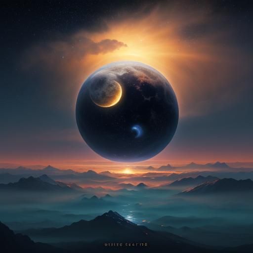 Celestial Collision: Sun and Moon Fantasy Art