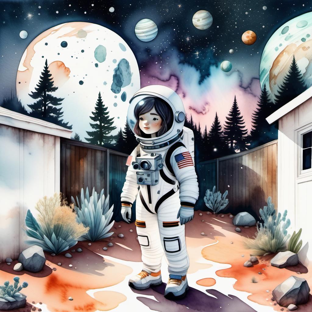 Watercolor Astronaut in Epic Digital Painting