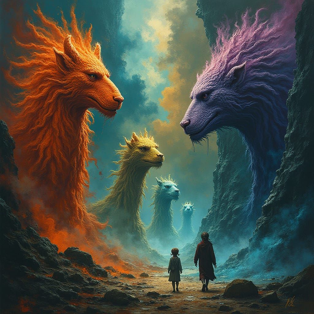 Elemental Guardians in Epic Fantasy Style
