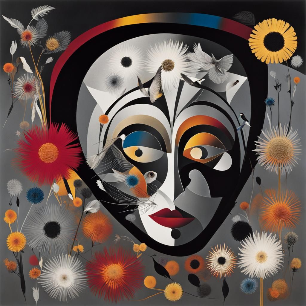 Surreal Flower Bird in Dandelion Dreamscape