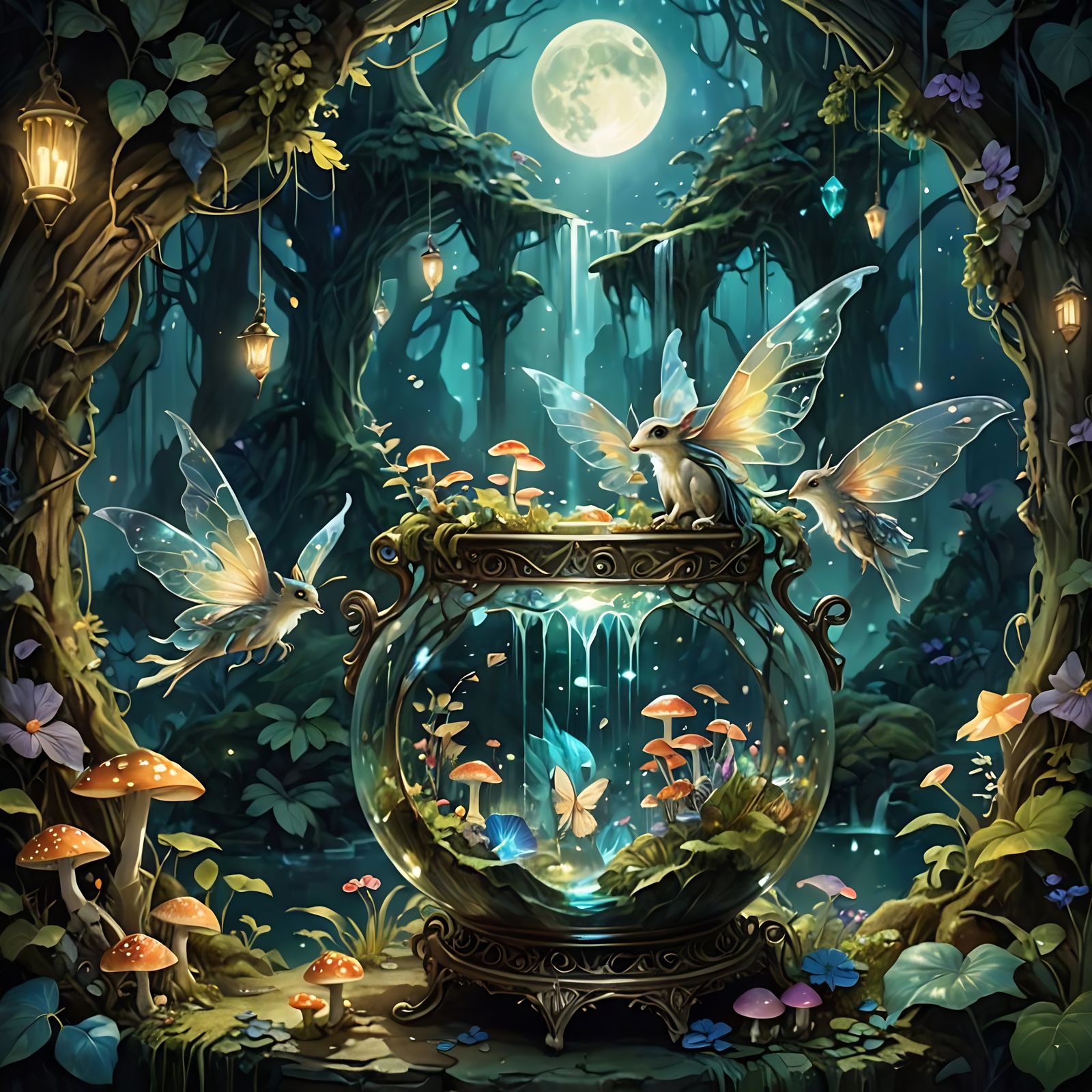 Fairy Sanctuary Encapsulated in Glass Vessel