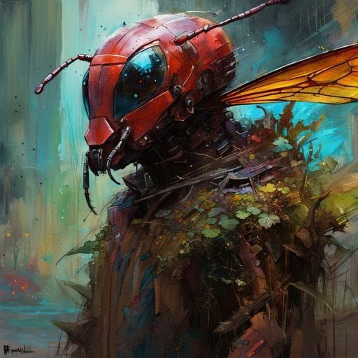Ant-Headed Man in Armor: Detailed Insect Portrait