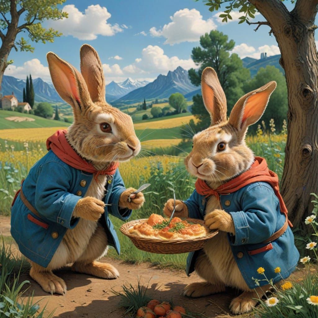 Hungry Rabbit Comic Book Art in Vibrant Colors