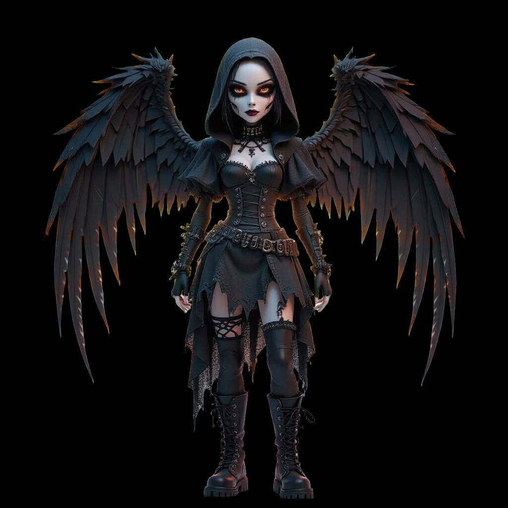 Punk Goth Grim Reaper in 3D Style