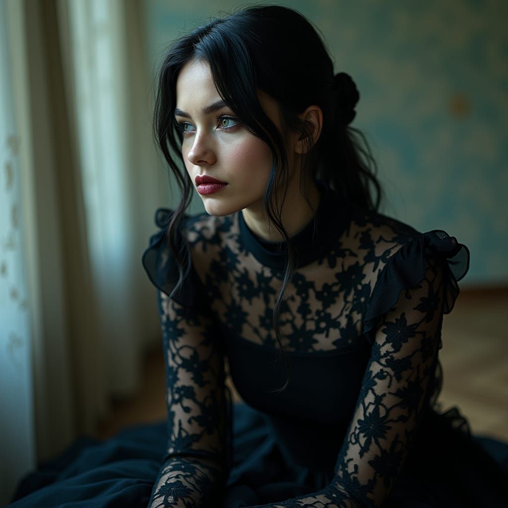 Ethereal Goth Girl Portrait in Natural Light