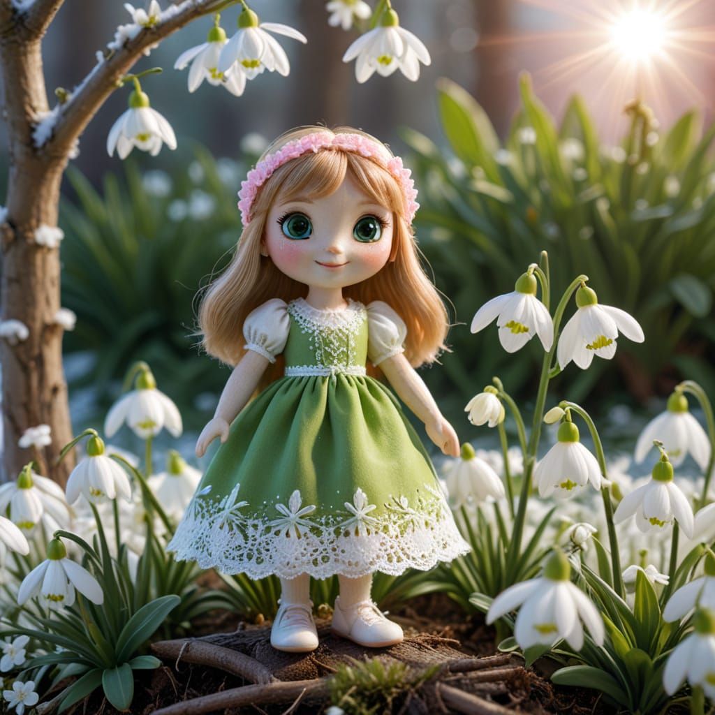 Whimsical Spring Goddess in Radiant Floral Dress