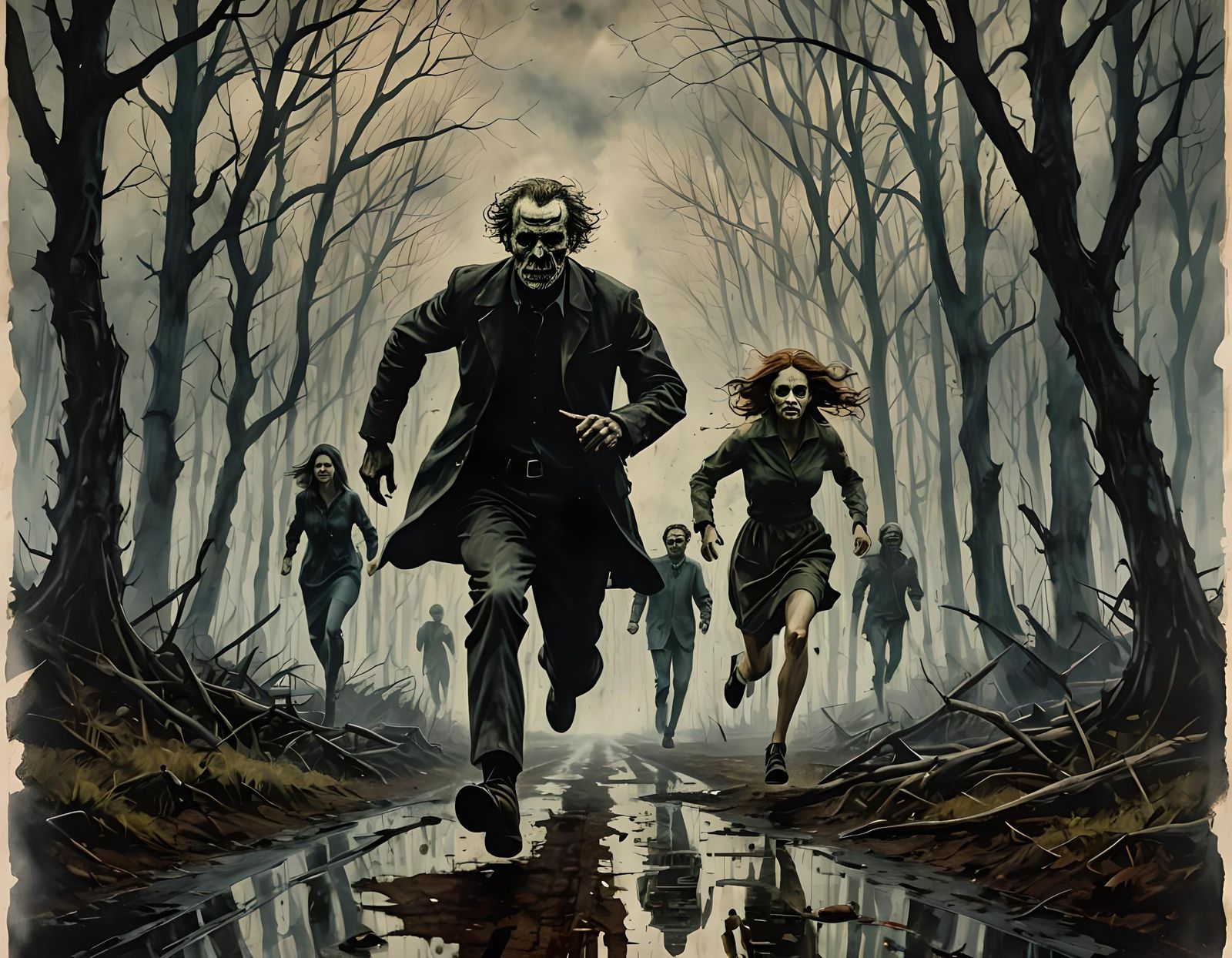 Horror Movie Poster with Slasher Villain