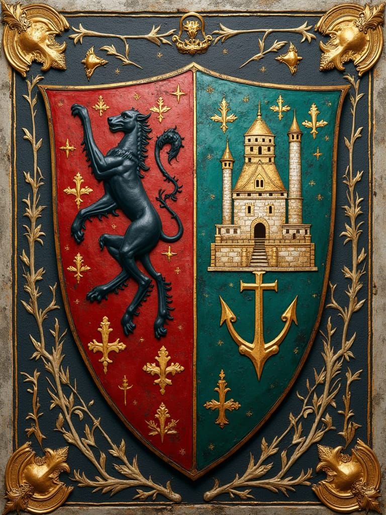 Detailed Medieval Heraldic Shield for Estévez Abad Family