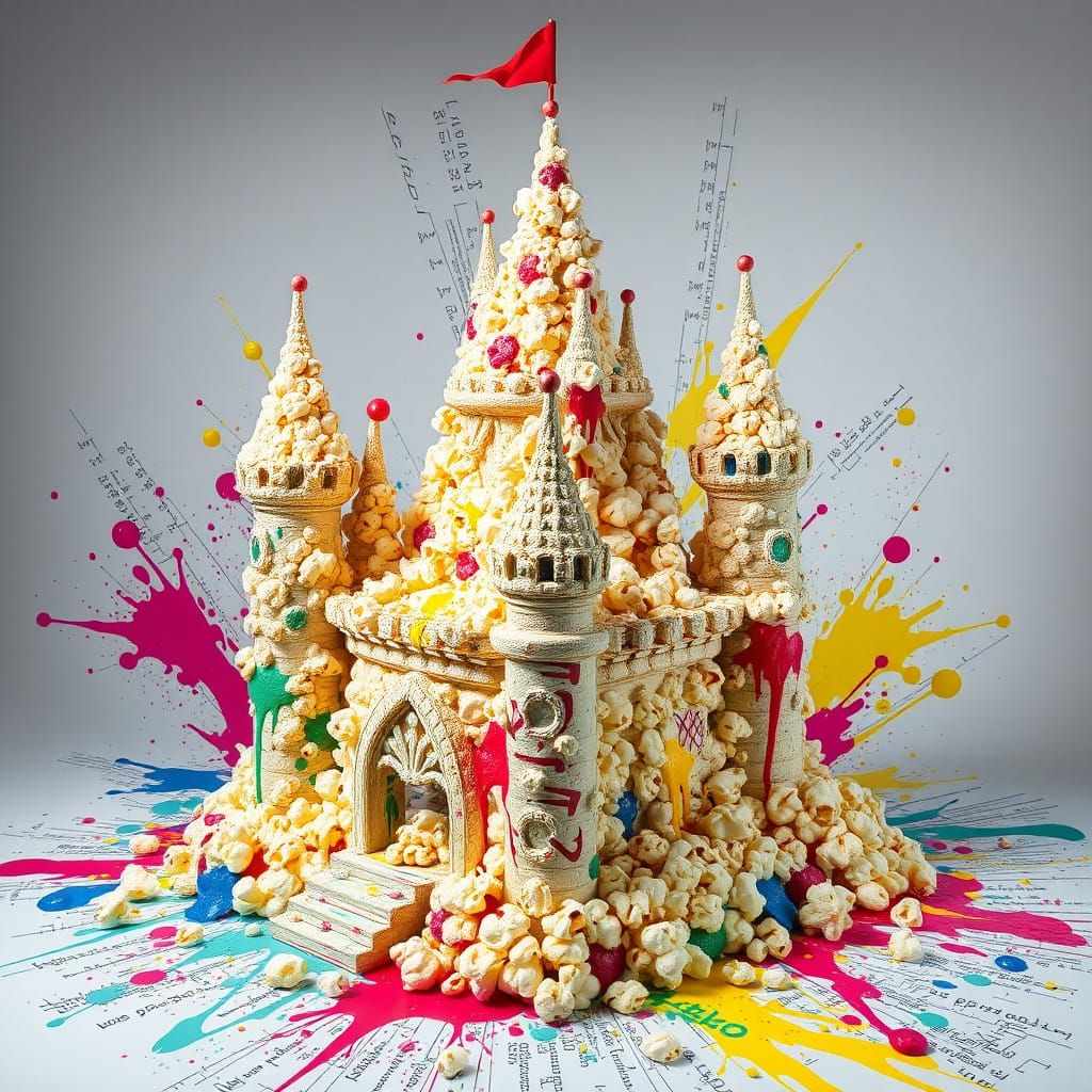 Popcorn Castle Sculpture with Graffiti Art