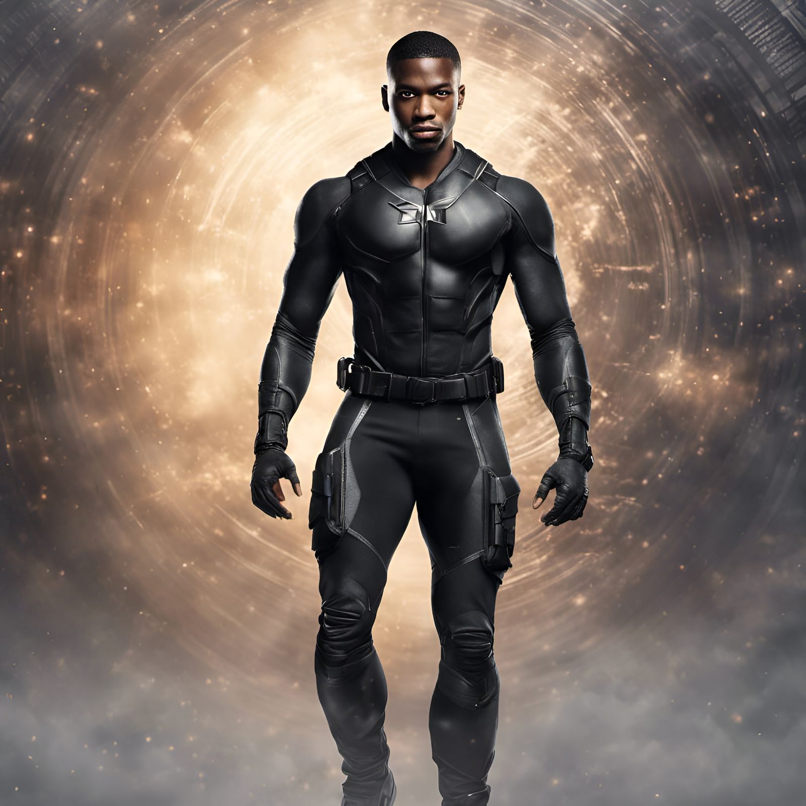 Hyperrealistic African American Hero in Stealth Suit