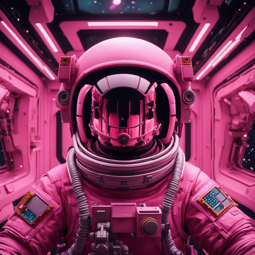 Astronaut in Pink Space Suit: Digital Art