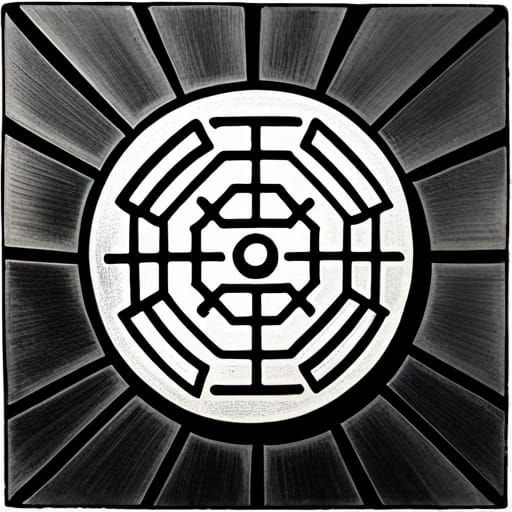 I-Ching Hexagram in Black and White Photography