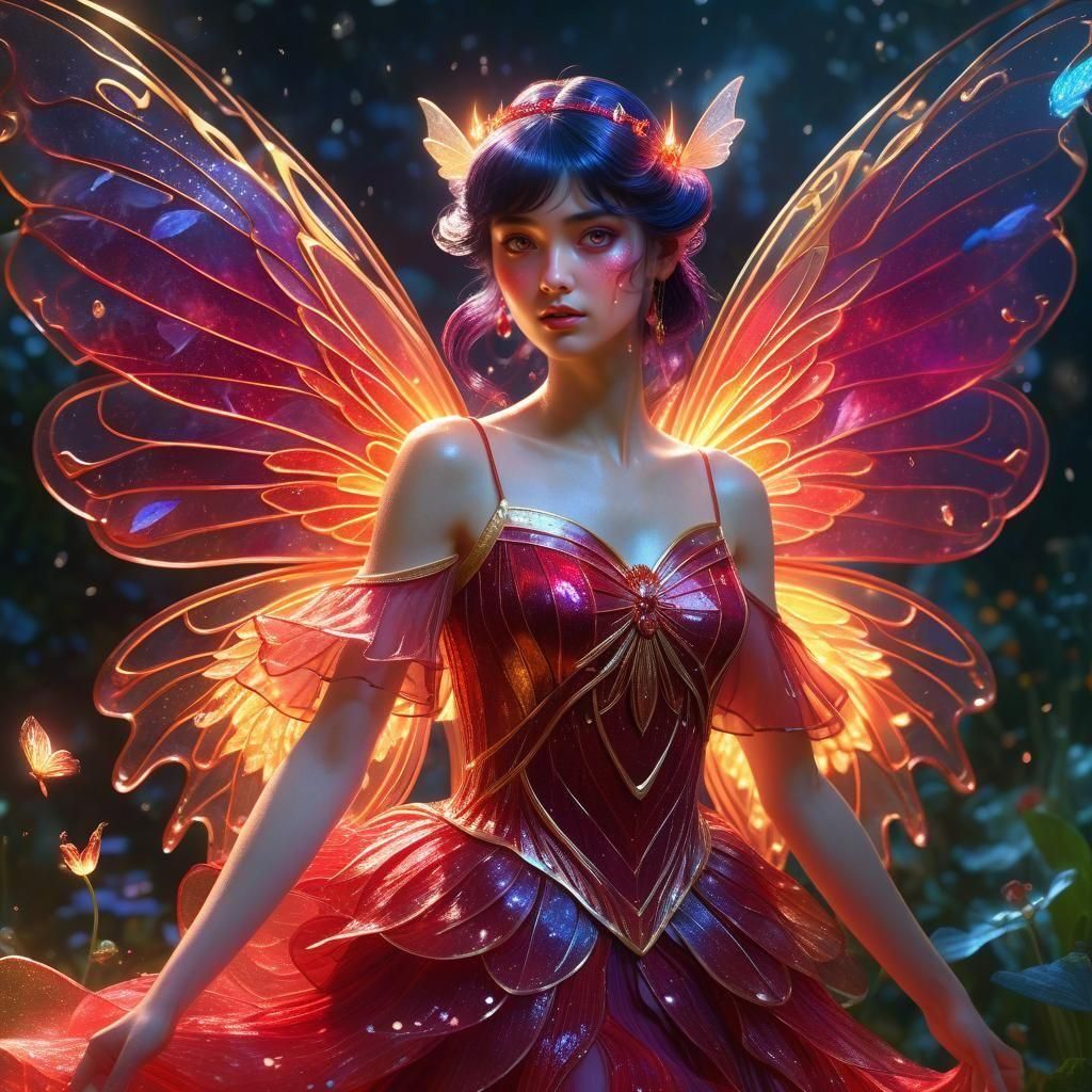Sailor Mars as a Fairy in a Night Garden