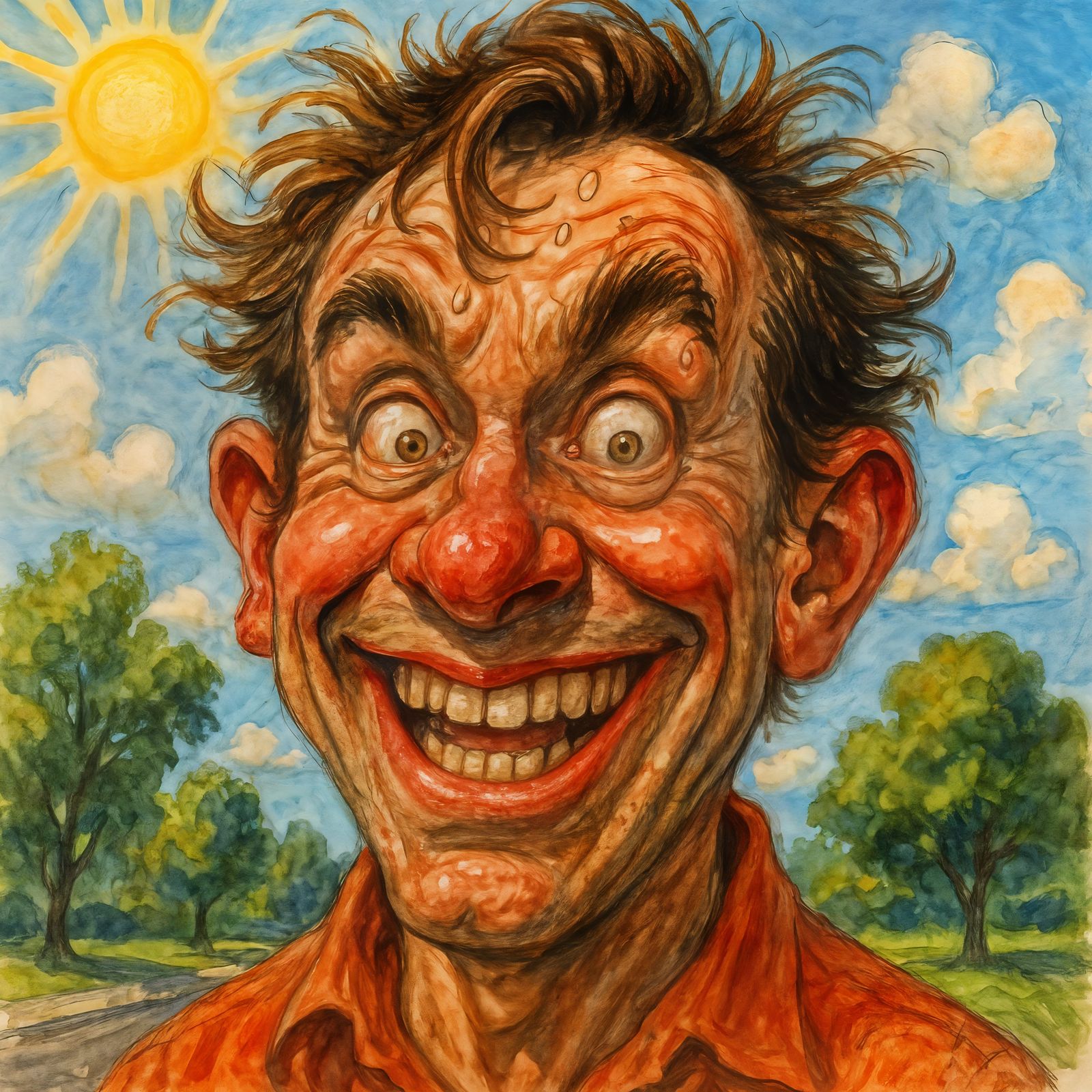 Hyper Realistic Caricature Portrait on Sunny Day