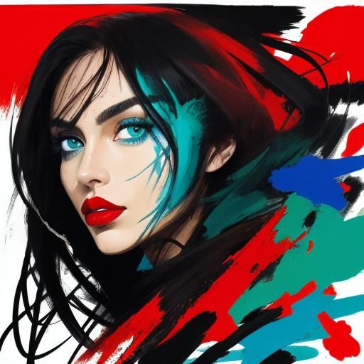 Abstract Expressionist Portrait of a Beautiful Woman