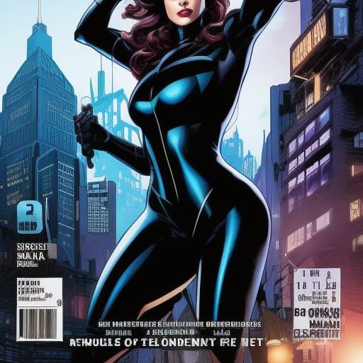 Catwoman Portrait in Art Nouveau Style