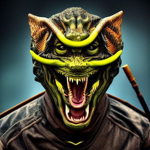 Detailed Cobra-Human Hybrid with Staff, Photorealistic