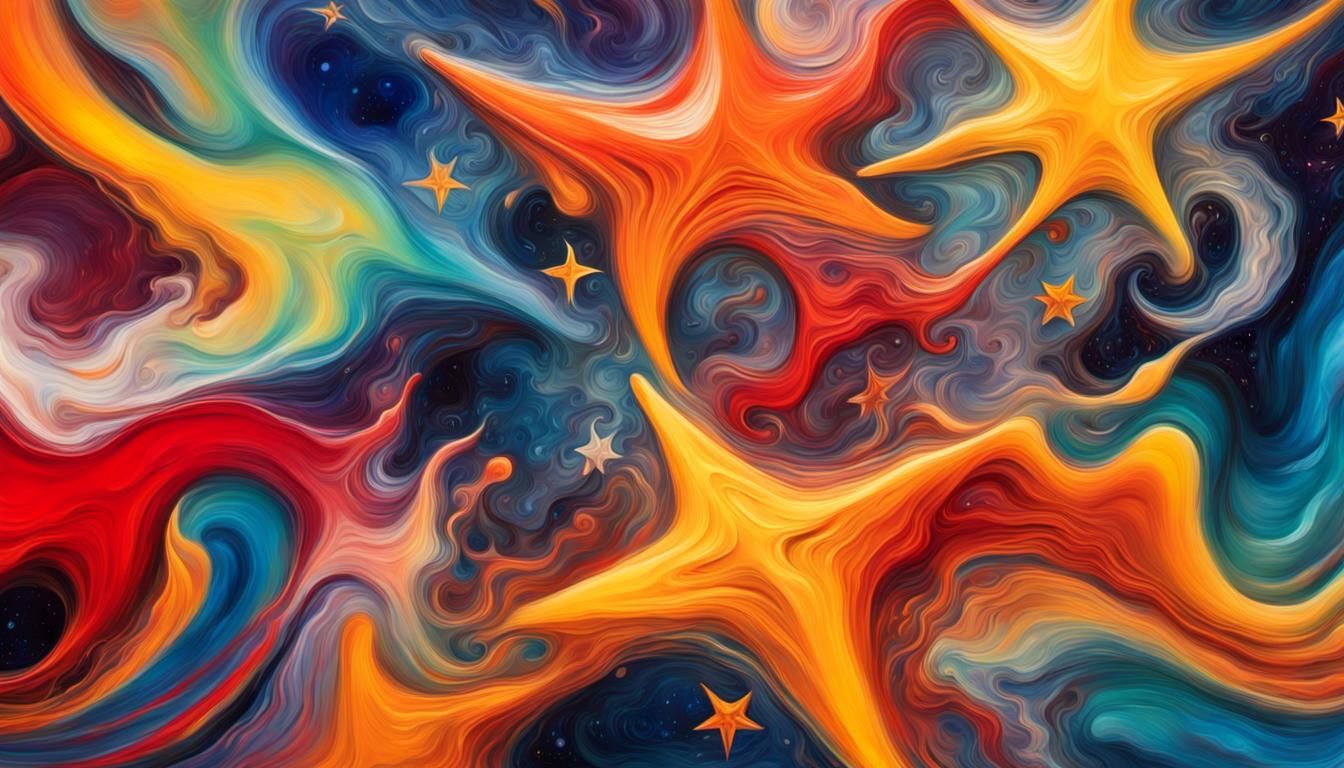 Dynamic Stars in Vivid Impasto Oil Painting