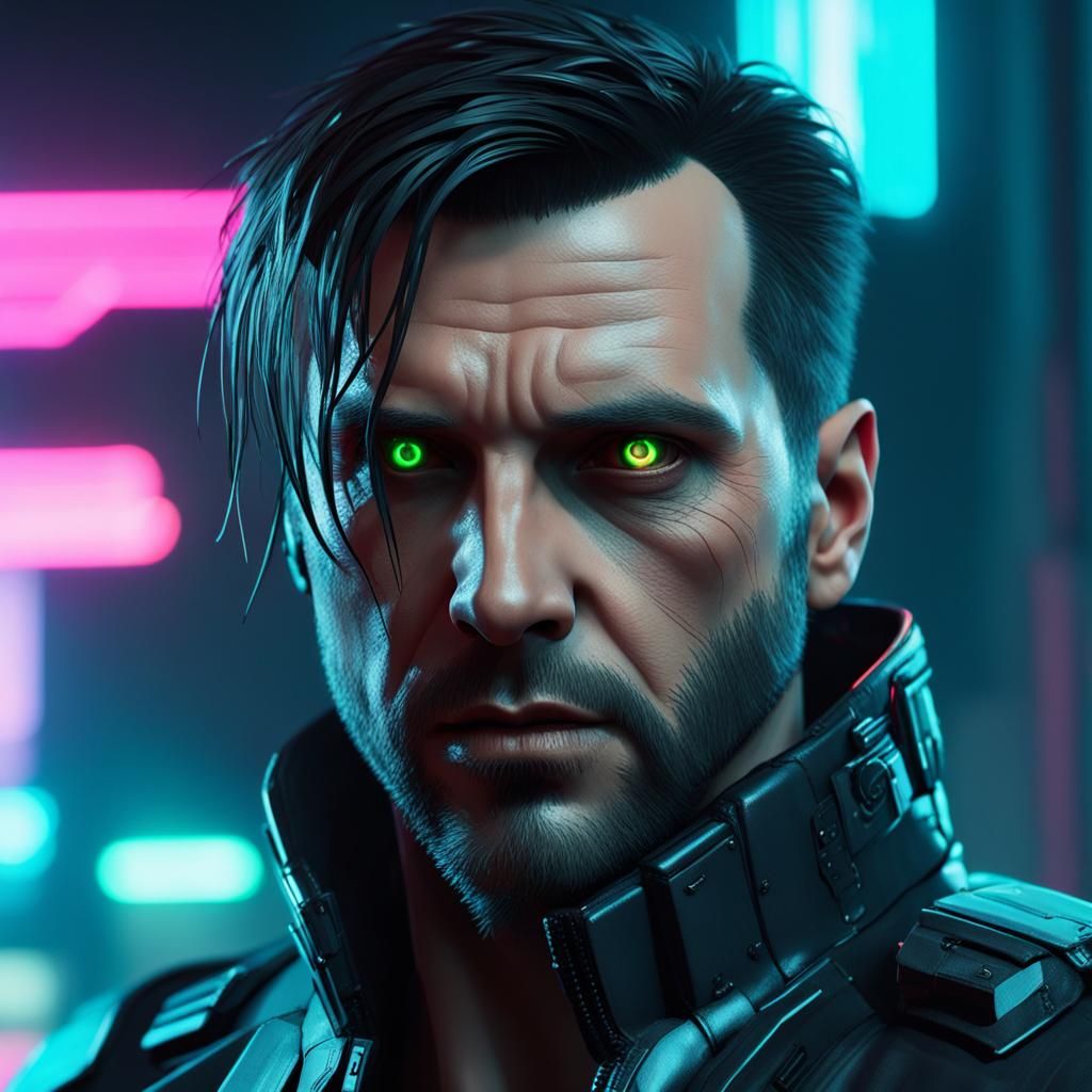 Cyberpunk Cyborg with Cybernetic Enhancements