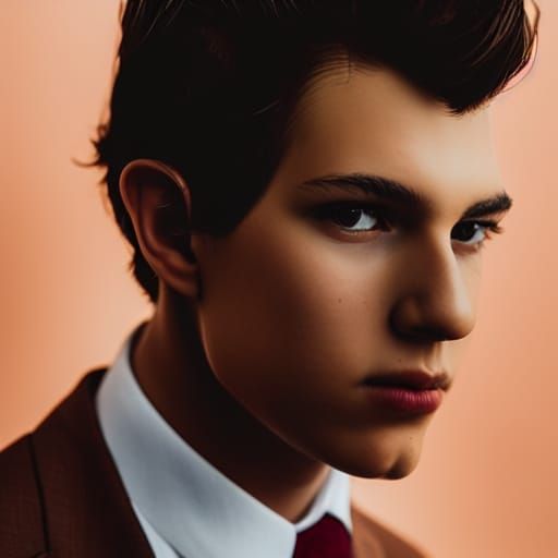 Boy with Brown Hair and Hazel Eyes in Suit