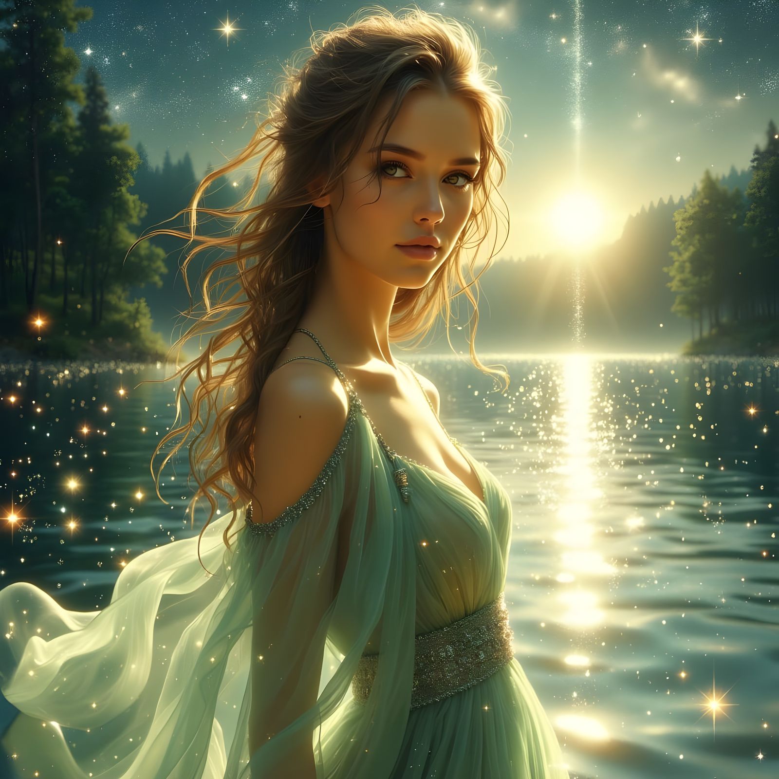 Stunning Norse Goddess of Medicine in Crescent Moonlight