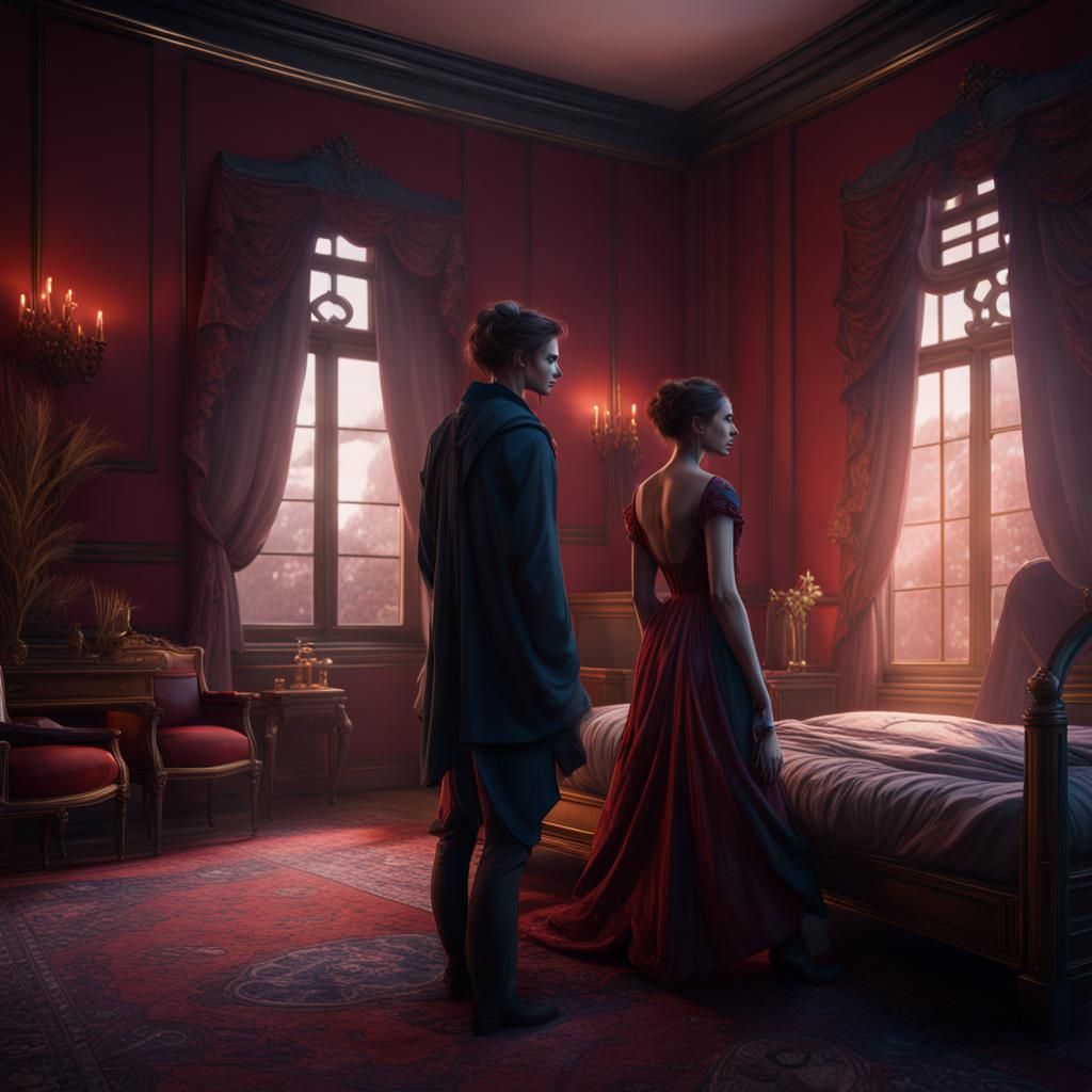 Solemn Secret Lovers: Detailed Matte Painting