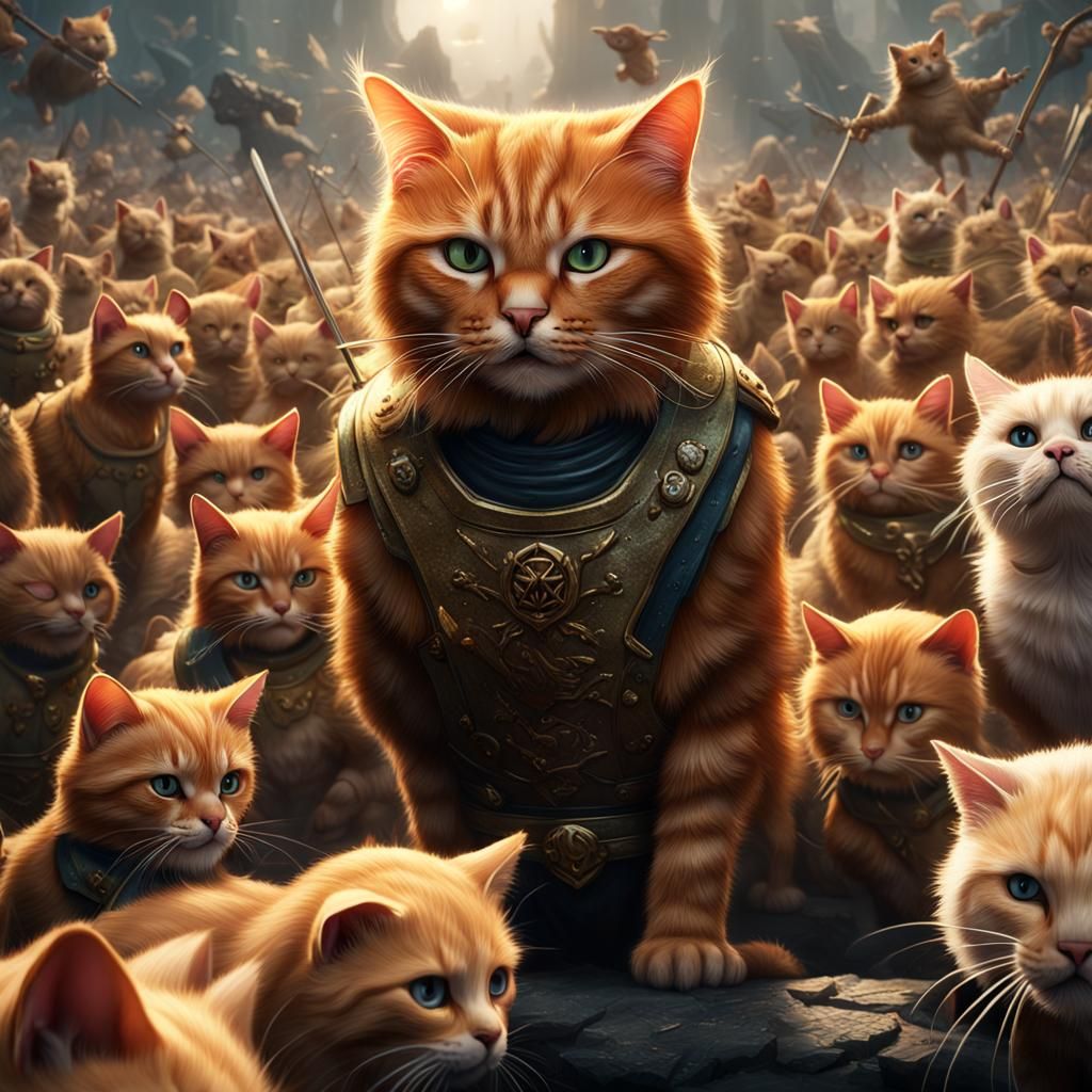 Ginger Cat Battles Hundred Cat Army