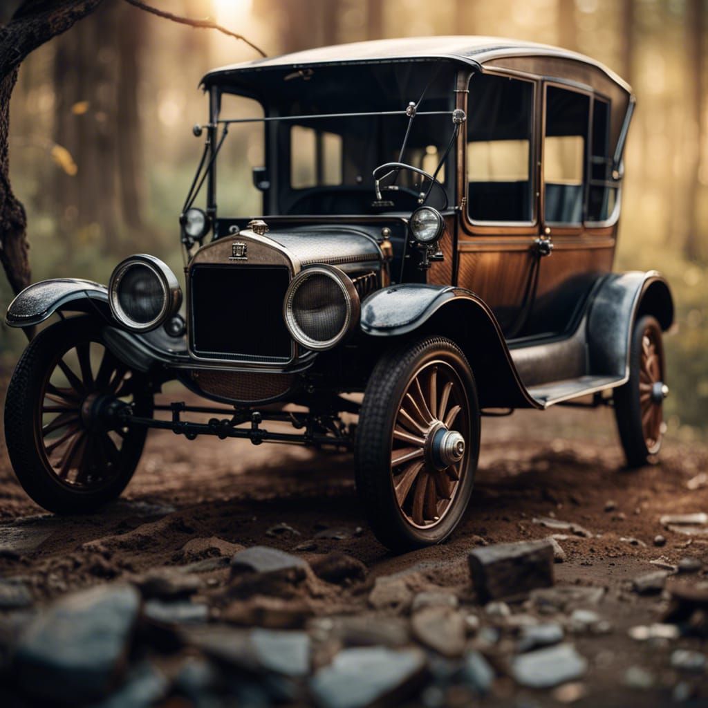 Futuristic AI-Renovated Model T Ford in Charcoal