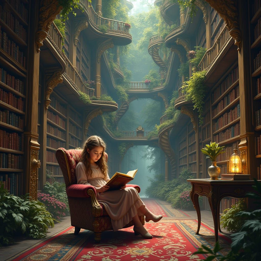 Girl in Library Opens Portal to Fantasy Realm