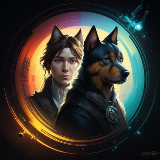 Dog and Cat Portrait in Hyperdetailed Style