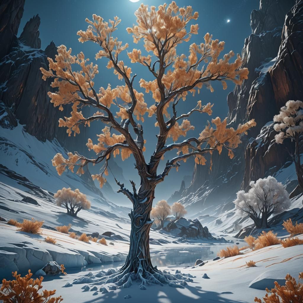 Poplar Tree on Pluto in Fantasy Concept Art