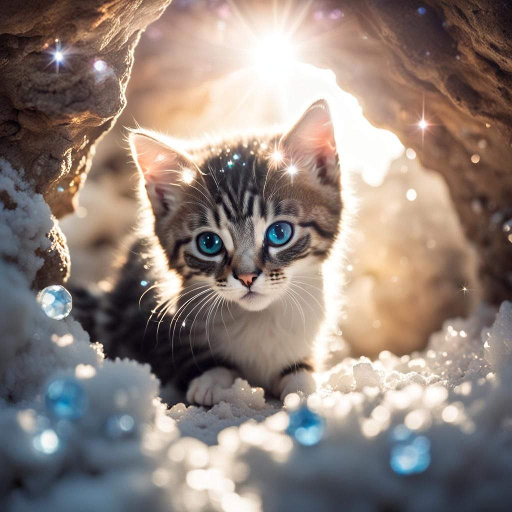 Kitten's Crystalline Cave Adventure