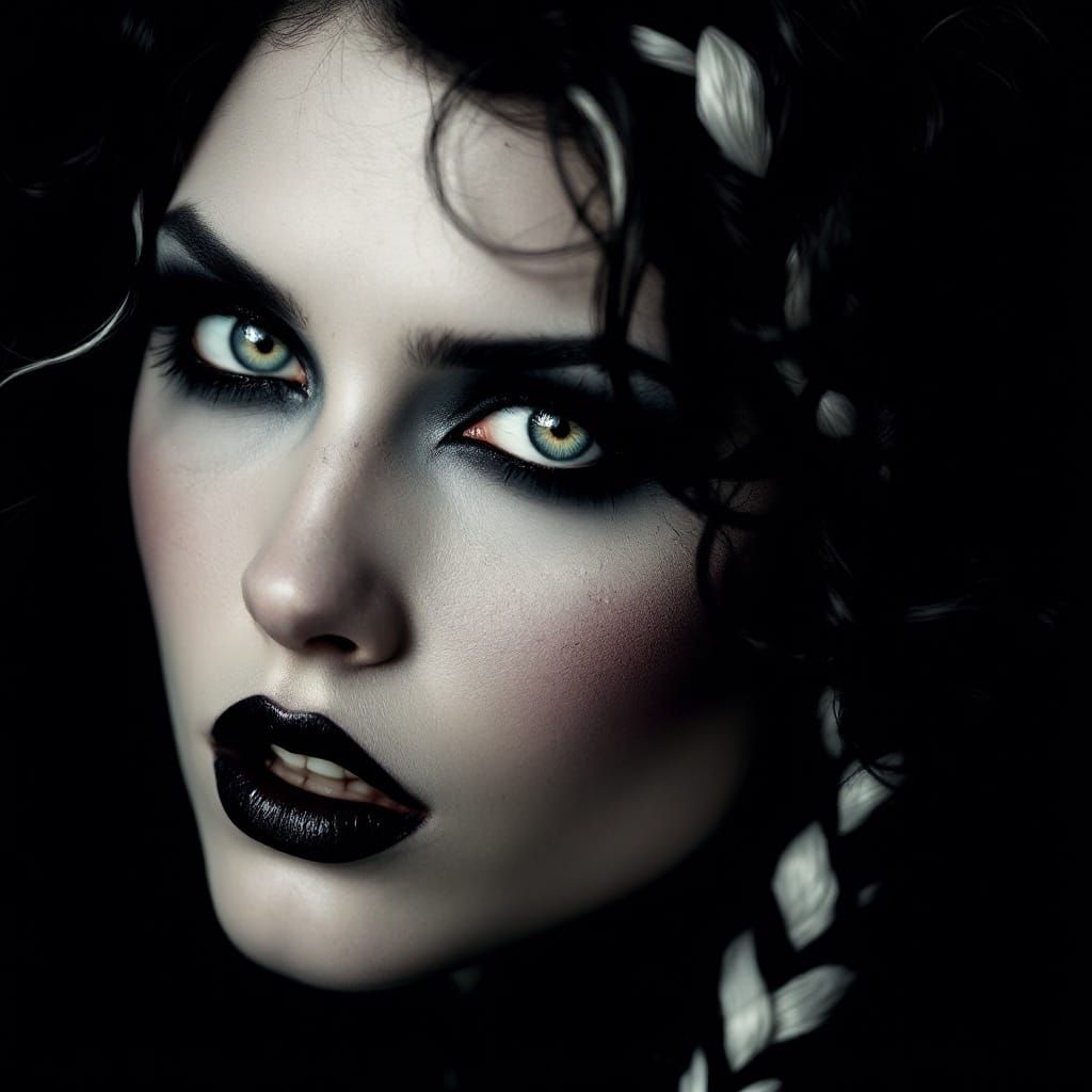 Dramatic Gothic Portrait with Piercing Gaze