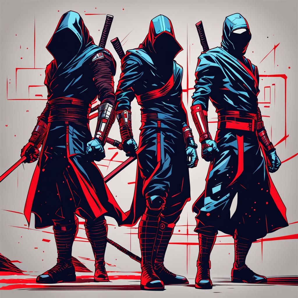 Cyberpunk Ninja Battle with Electra in Digital Art