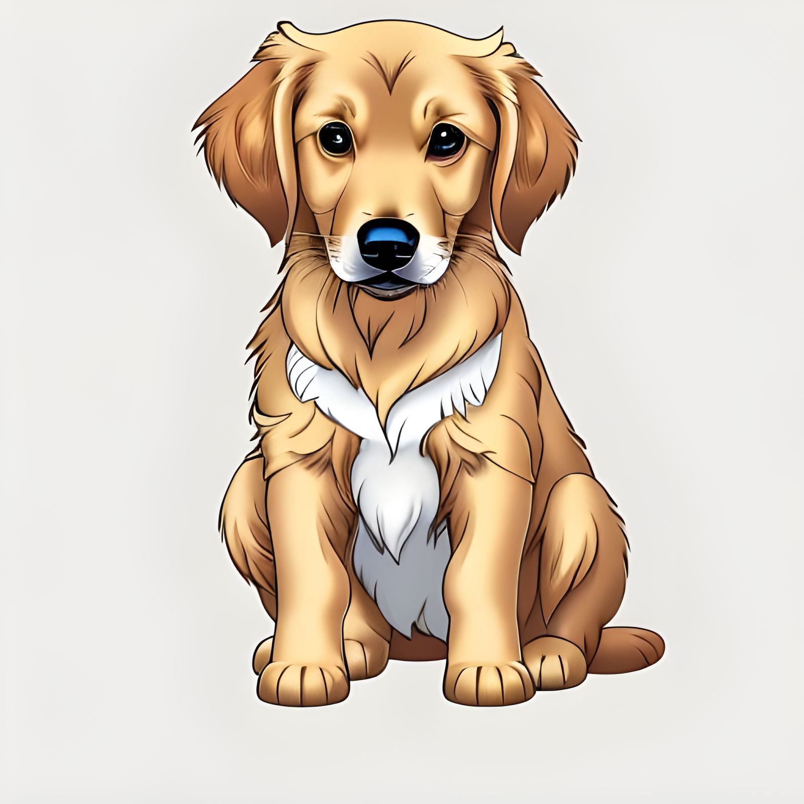 Adorable Golden Retriever Puppy: Cartoon Anime Art