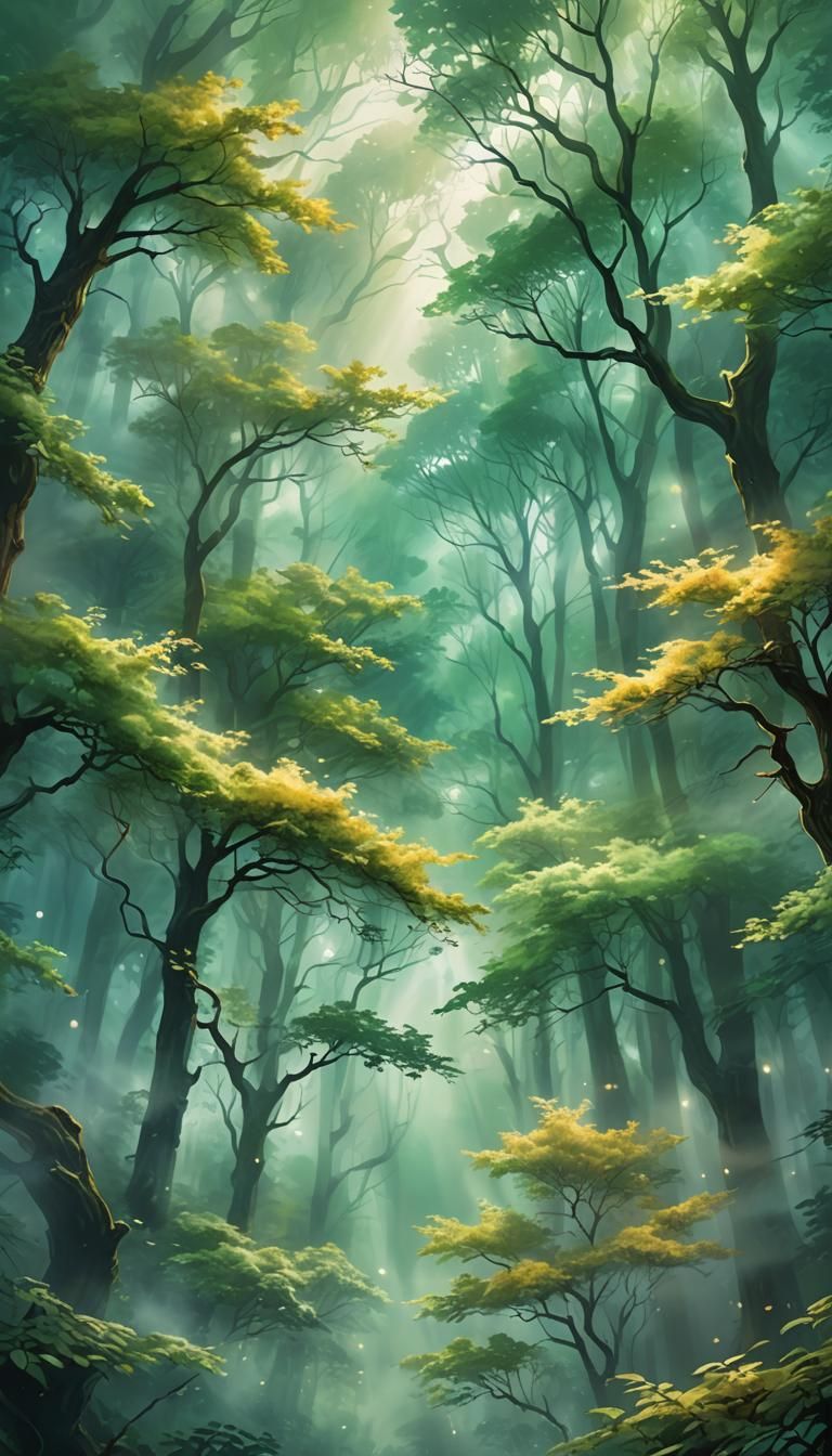 Mystical Forest in the Clouds: Ethereal Digital Painting