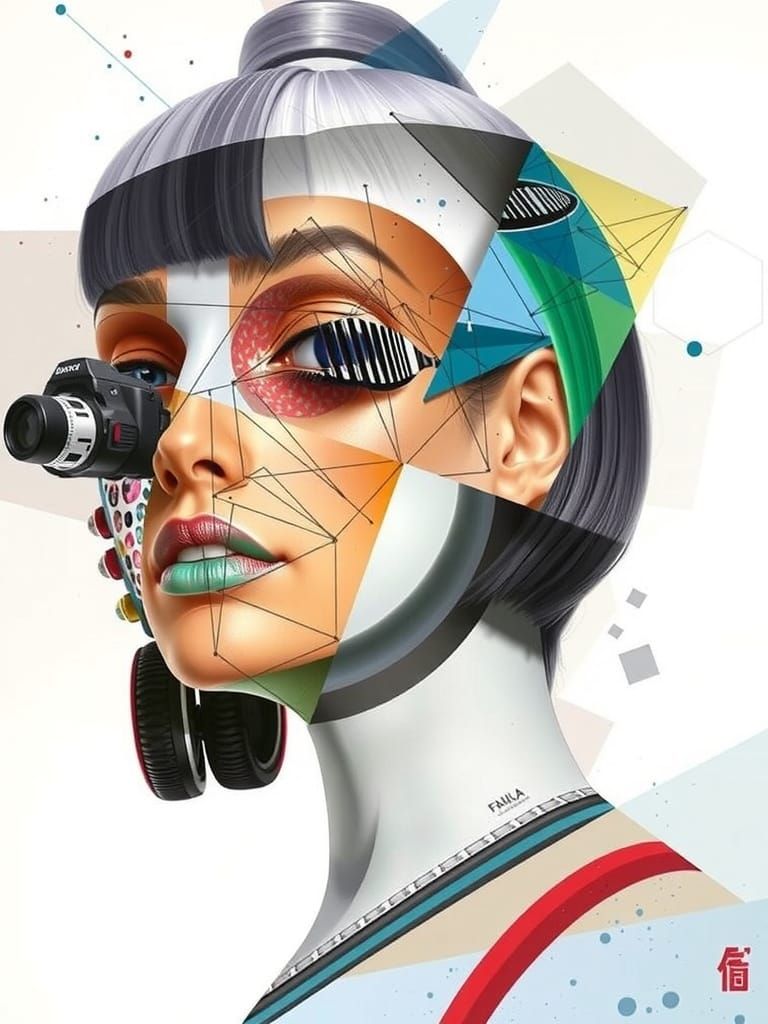 Conglomerated Face in Deconstructivist Cubist Style