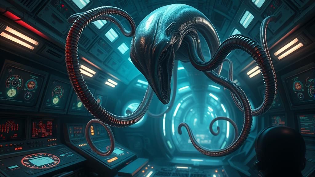 Amorphous Alien in Spaceship Interior