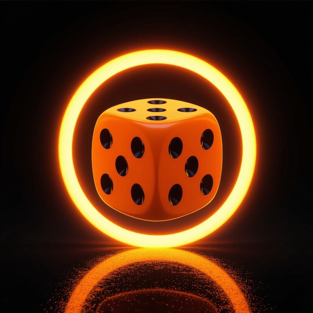 Glowing Orange Dice with Black Numbers in Stranger Things St...