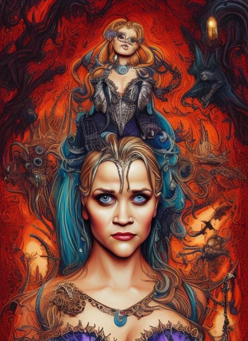 Reese Witherspoon as Elvira: Watercolor Splash Art