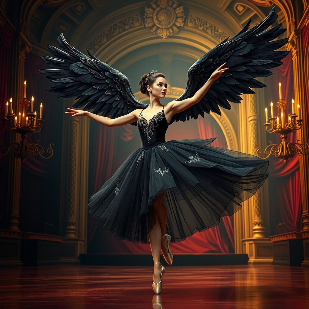 Surreal Ballerina Dances in Dark Elegance