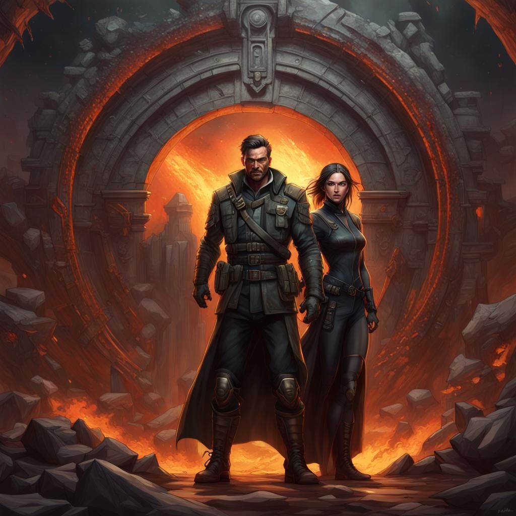 Soldier and Woman Guarding the Hell Portal