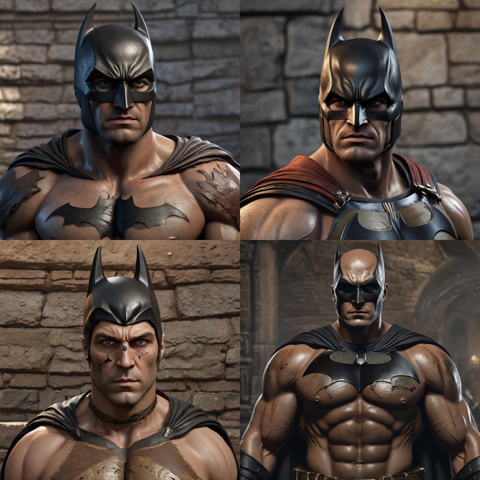 Batman as Roman Centurion in Hyperrealistic Style