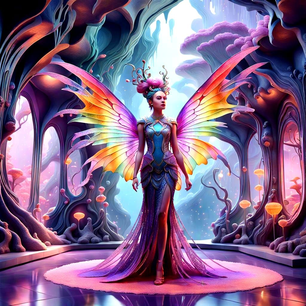 Surreal Fairy Queen in Neon Jewelry Room