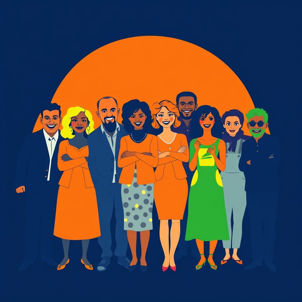 Vibrant Family Portrait in Silhouette